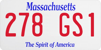 MA license plate 278GS1