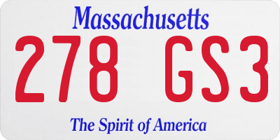 MA license plate 278GS3