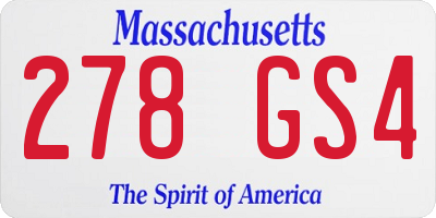 MA license plate 278GS4