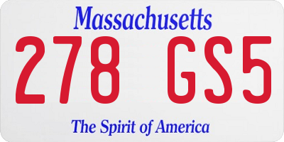 MA license plate 278GS5