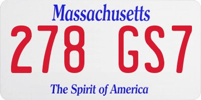 MA license plate 278GS7
