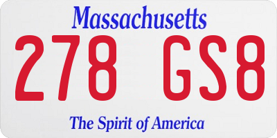 MA license plate 278GS8