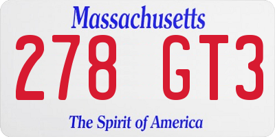 MA license plate 278GT3