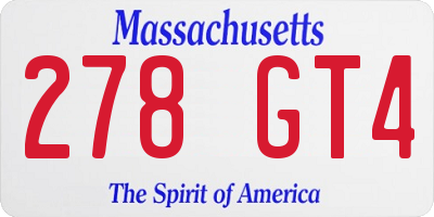 MA license plate 278GT4