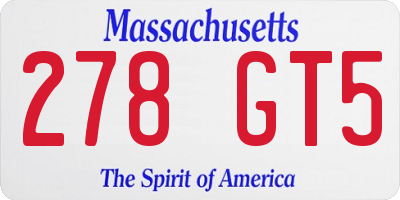 MA license plate 278GT5