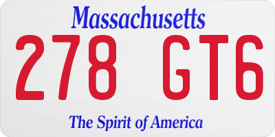 MA license plate 278GT6