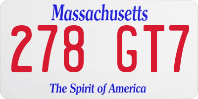 MA license plate 278GT7