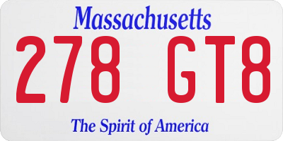 MA license plate 278GT8