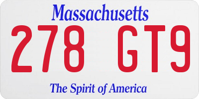 MA license plate 278GT9