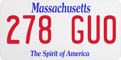 MA license plate 278GU0