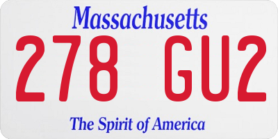 MA license plate 278GU2