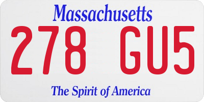 MA license plate 278GU5