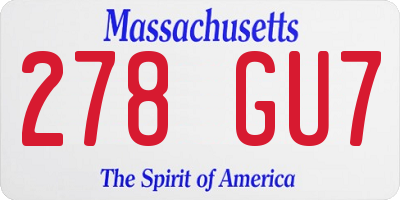 MA license plate 278GU7