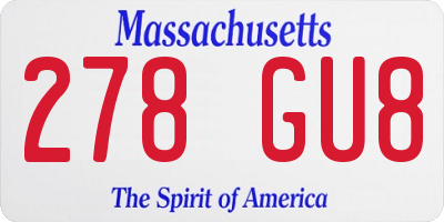 MA license plate 278GU8