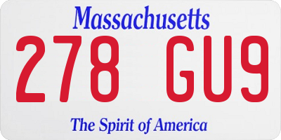 MA license plate 278GU9