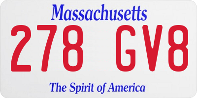 MA license plate 278GV8