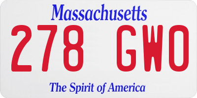 MA license plate 278GW0
