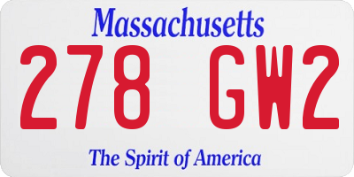 MA license plate 278GW2