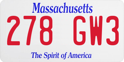 MA license plate 278GW3