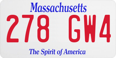 MA license plate 278GW4