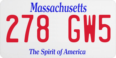 MA license plate 278GW5