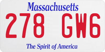 MA license plate 278GW6