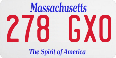 MA license plate 278GX0