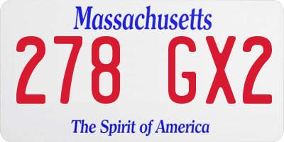 MA license plate 278GX2