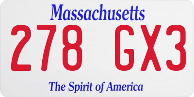 MA license plate 278GX3