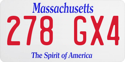 MA license plate 278GX4