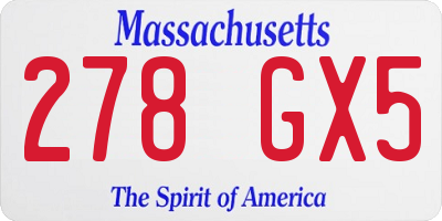 MA license plate 278GX5