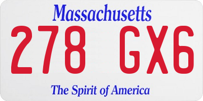 MA license plate 278GX6