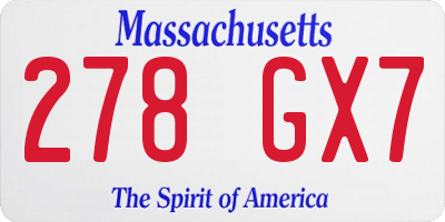 MA license plate 278GX7