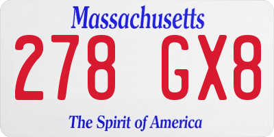 MA license plate 278GX8