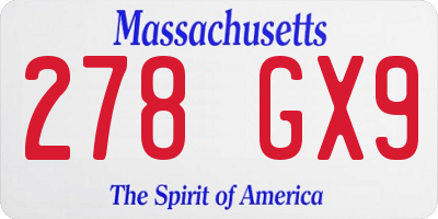 MA license plate 278GX9