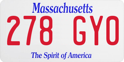 MA license plate 278GY0