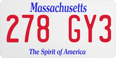 MA license plate 278GY3