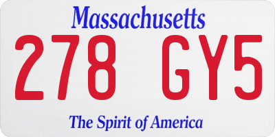 MA license plate 278GY5