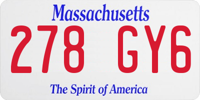 MA license plate 278GY6