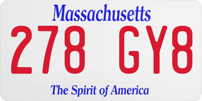 MA license plate 278GY8