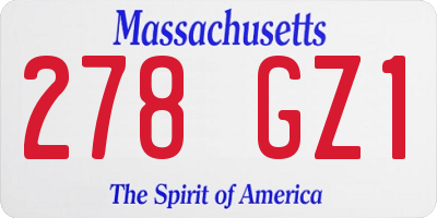 MA license plate 278GZ1