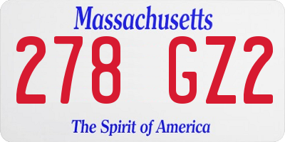 MA license plate 278GZ2