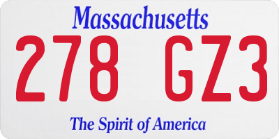 MA license plate 278GZ3