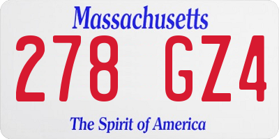 MA license plate 278GZ4