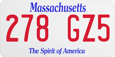 MA license plate 278GZ5