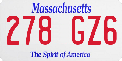 MA license plate 278GZ6