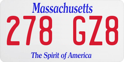 MA license plate 278GZ8
