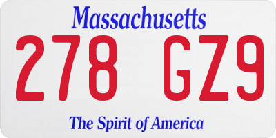 MA license plate 278GZ9