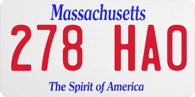 MA license plate 278HA0
