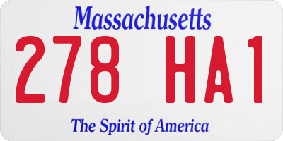 MA license plate 278HA1